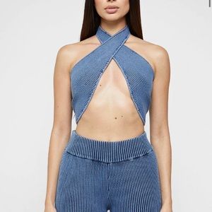 Maniere De Voir knitted crossover top